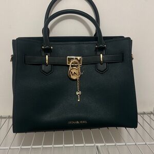 Michael Kors Forest Green Satchel with Gold Hardware
